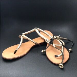 Cocobelle Black & Gold Leather Sandals Handmade Size 8.5